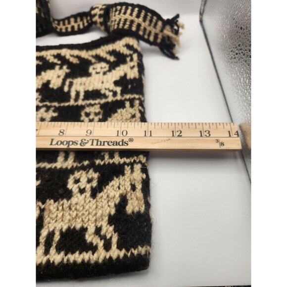 Vintage Hand Crafted Over the Shoulder Strap WOOL PERUVIAN POUCH / Excellent Con - Picture 4 of 5